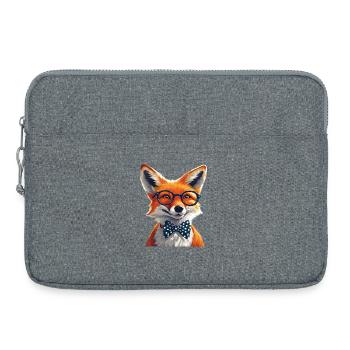 Eleganter Fuchs mit Brille und Fliege - Laptoptasche 15" - Grau meliert - Vorne