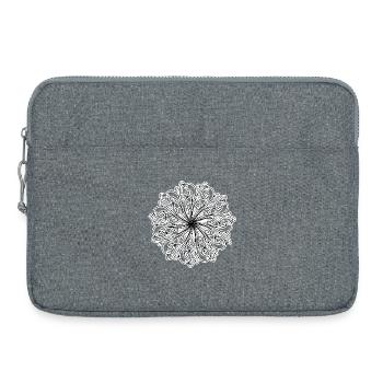 Schwarz-weißes Blumenmuster - Laptoptasche 15" - Grau meliert - Vorne