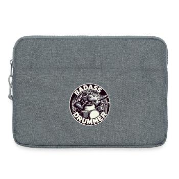 Knallharter Schlagzeuger Nilpferd cool Geschenk - Laptoptasche 15" - Grau meliert - Vorne