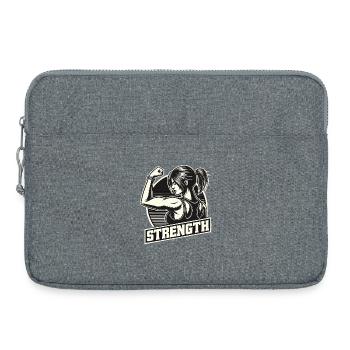 Strength Strong Woman Stretches Arm on Power Gift - Laptop bag 15" - heather grey - Front