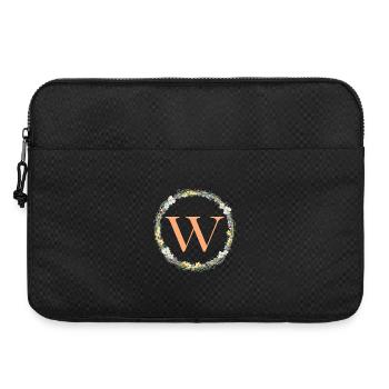 W Monogram, Couronne de fleurs, Personnalisable - Sacoche pour ordinateur portable 15 pouces - noir - Devant