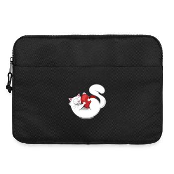 Chat mignon blanc coeur drôle ambiance amour  - Sacoche pour ordinateur portable 15 pouces - noir - Devant