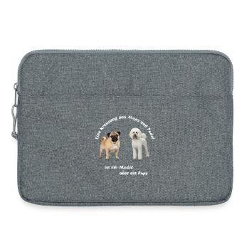 Kreuzung Pudel und Mops - Laptoptasche 15" - Grau meliert - Vorne
