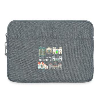 Munich, Dessin à la main, Bavière - Sacoche pour ordinateur portable 15 pouces - gris chiné - Devant