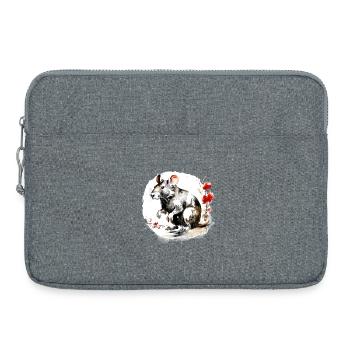 Chinesisches Sternzeichen Ratte - Laptoptasche 15" - Grau meliert - Vorne