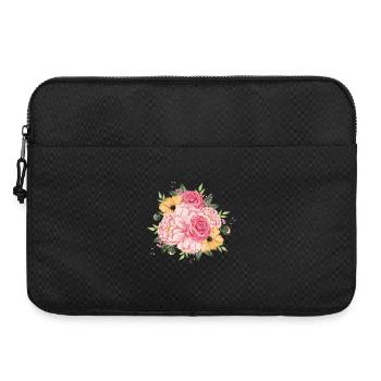 Watercolor Roses and Peonies Bouquet - Laptop bag 15" - black - Front