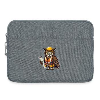 Bauarbeiter-Eule – Clever & Handwerklich! - Laptoptasche 15" - Grau meliert - Vorne