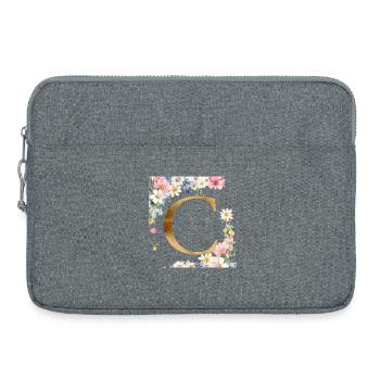 C Monogramme, Floral, Personnalisable - Sacoche pour ordinateur portable 15 pouces - gris chiné - Devant
