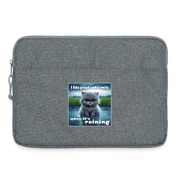 Cat in the rain - Laptop bag 15" - heather grey - Front