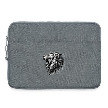 Lion Roars Strength Black and White Lion Head Gift - Laptop bag 15" - heather grey - Front