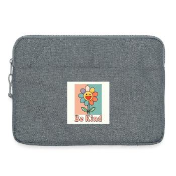 Be Kind - Fleur souriante colorée avec message positif - Sacoche pour ordinateur portable 15 pouces - gris chiné - Devant