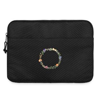 Floral wreath, customisable - Laptop bag 15" - black - Front
