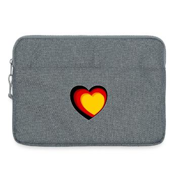 3D heart in black, red and gold - Laptop bag 15" - heather grey - Front