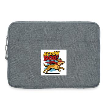 Action Hund Superheld - Laptoptasche 15" - Grau meliert - Vorne