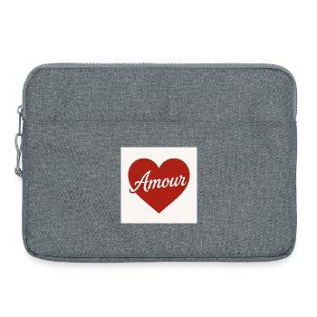 Loving heart shape with Amour text - Laptop bag 15" - heather grey - Front