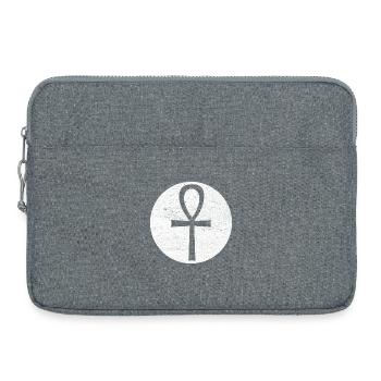 Croix égyptienne Ankh dans cercle blanc - Sacoche pour ordinateur portable 15 pouces - gris chiné - Devant