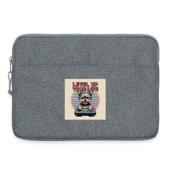 Chien gamer rétro mignon - Sacoche pour ordinateur portable 15 pouces - gris chiné - Devant