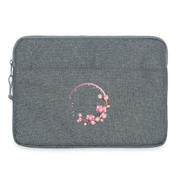 Cadre floral Magnolias de style asiatique - Sacoche pour ordinateur portable 15 pouces - gris chiné - Devant