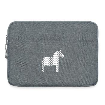Dala Horse Knitting Pattern Cozy Hygge Horse Scandi - Laptop bag 15" - heather grey - Front