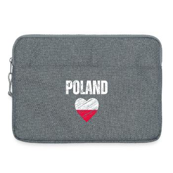I love Poland, flag of Poland - Laptop bag 15" - heather grey - Front