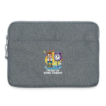 Quirky Cartoon I'm Out Of Sync Today Time Students - Laptop bag 15" - heather grey - Front