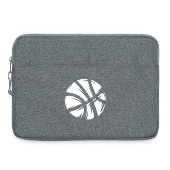 Ballon de basket abstrait en blanc sur noir - Sacoche pour ordinateur portable 15 pouces - gris chiné - Devant