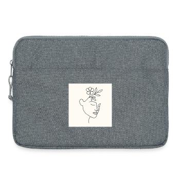 Floral Serenity – Minimalistisches Line Art Portrait - Laptoptasche 15" - Grau meliert - Vorne