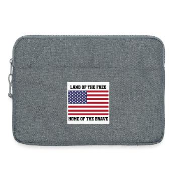 Patriotic American Flag with Bold Text - Laptop bag 15" - heather grey - Front