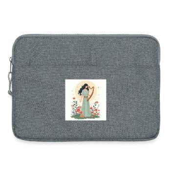 Déesse de la musique avec harpe florale - Sacoche pour ordinateur portable 15 pouces - gris chiné - Devant