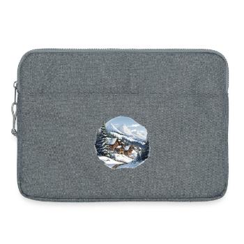 Alpine huts in winter panorama - Laptop bag 15" - heather grey - Front