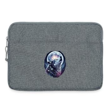 Mystischer Wolf im Mondlicht - Laptoptasche 15" - Grau meliert - Vorne