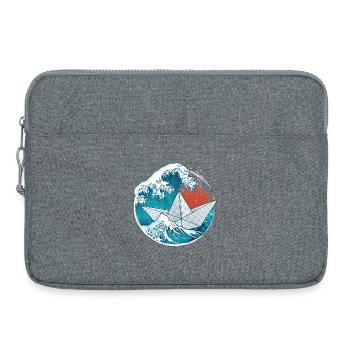 Bateau en papier de style origami - Sacoche pour ordinateur portable 15 pouces - gris chiné - Devant