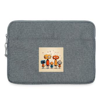 Kindlich freundlicher Roboter - Laptoptasche 15" - Grau meliert - Vorne