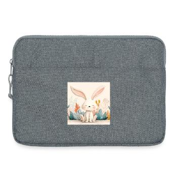 Lapin mignon avec végétation pastel - Sacoche pour ordinateur portable 15 pouces - gris chiné - Devant
