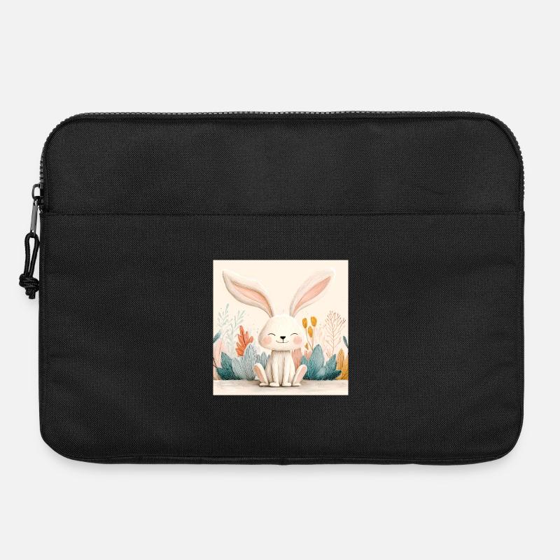 Süßer Hase mit pastellfarbener Vegetation - Laptoptasche 15" - Schwarz