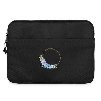 Couronne florale bleue, dorée, verte, personnalisable - Sacoche pour ordinateur portable 15 pouces - noir - Devant
