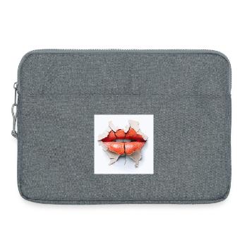 Kräftige Lippen auf rissiger Wand - Laptoptasche 15" - Grau meliert - Vorne