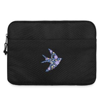 Nordic Floral - Bright Purple Bird - Laptop bag 15" - black - Front