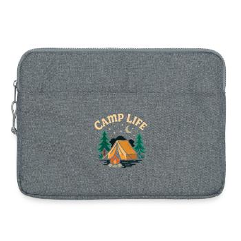 Abendliches Zeltcamp mit Sternenhimmel - Laptoptasche 15" - Grau meliert - Vorne