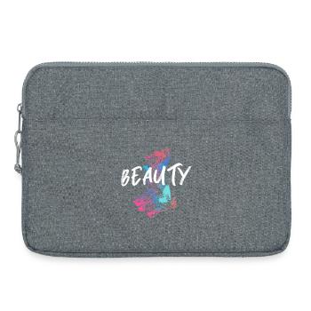 Bunte Kampffisch-Illustration mit Mot Beauté - Laptoptasche 15" - Grau meliert - Vorne