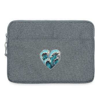 Welle Herz Illustration - Laptoptasche 15" - Grau meliert - Vorne