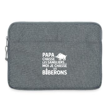 Humour Chasse Sangliers Biberons - Sacoche pour ordinateur portable 15 pouces - gris chiné - Devant