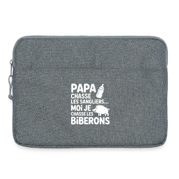 Body bébé drôle – Papa chasse, moi aussi ! - Sacoche pour ordinateur portable 15 pouces - gris chiné - Devant