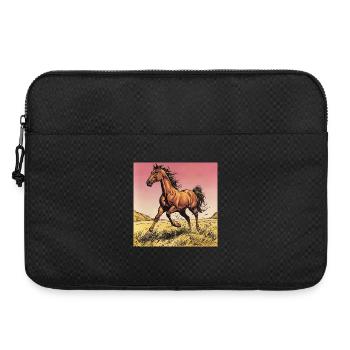 Dynamischer Wildpferd-Print - Laptoptasche 15" - Schwarz - Vorne