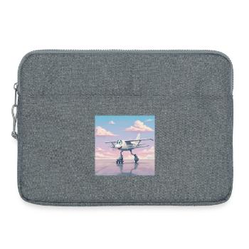 Avion sur patins à roulettes avec le sourire - Sacoche pour ordinateur portable 15 pouces - gris chiné - Devant