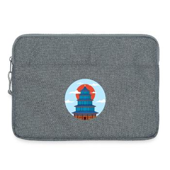 Pagode Traditionnel Bleu et Orange - Sacoche pour ordinateur portable 15 pouces - gris chiné - Devant