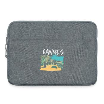 Vue retro de La Croisette de Cannes - Sacoche pour ordinateur portable 15 pouces - gris chiné - Devant
