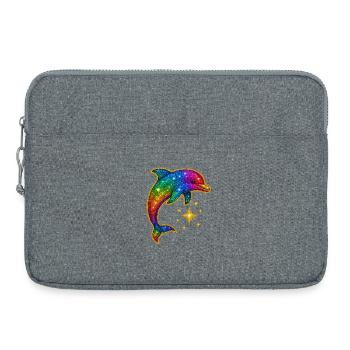 Regenbogen Glitzer Delfin - Laptoptasche 15" - Grau meliert - Vorne