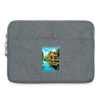 Giethoorn Riverside Cottage en été fleuri - Sacoche pour ordinateur portable 15 pouces - gris chiné - Devant