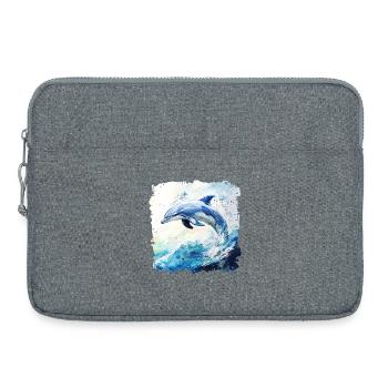 Watercolor Dolphin Leap - Laptop bag 15" - heather grey - Front